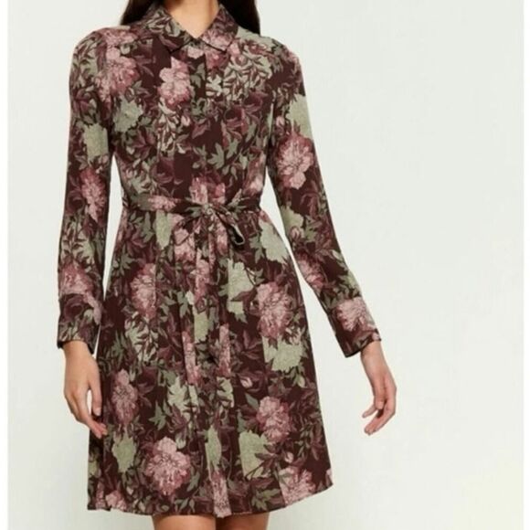 Nanette Lepore Boho Pleated Belted Midi Dress Floral Full Front Button Size 10 - Picture 1 of 13